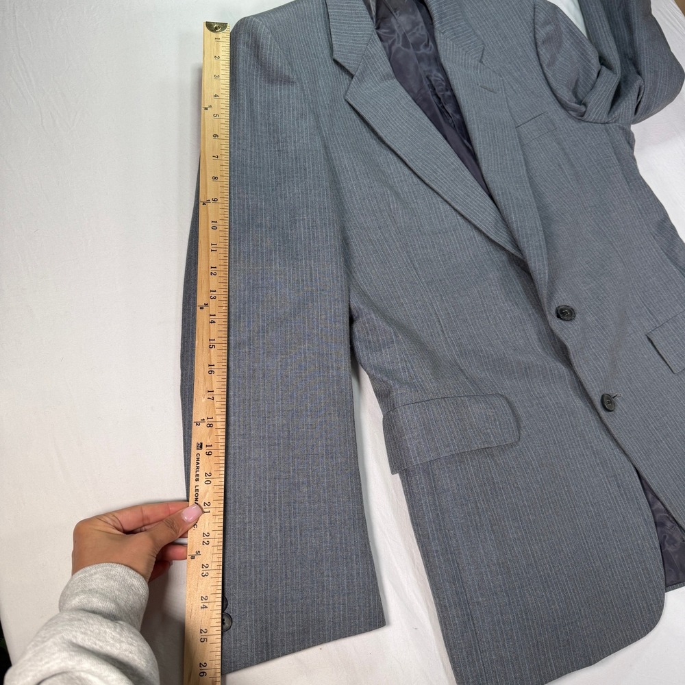 Vintage Christian Dior Monsieur Pinstripe Blazer Men Gray Two Button Suit Jacket - Picture 10 of 11